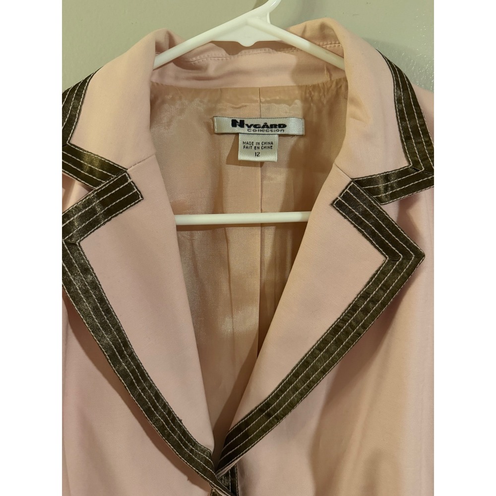 NY GARD COLLECTION‎ Women's Pink Blazer Jacket with Contrast Trim Size 12 - Picture 4 of 6